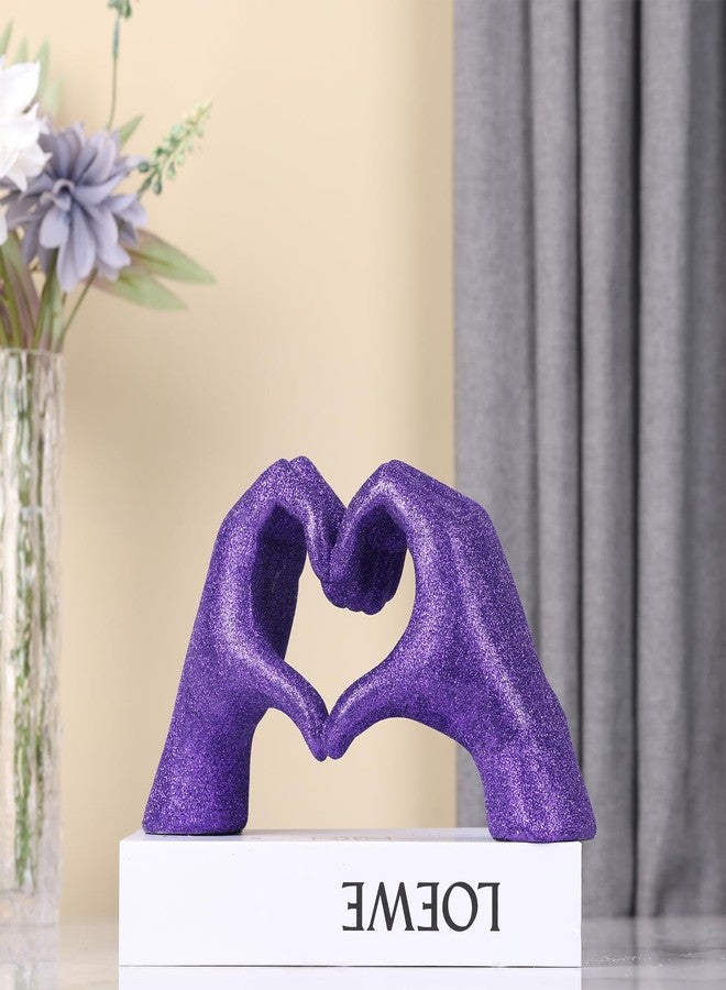 DOVDOV Purple Heart Hand Statue, Heart Shaped Hand Home Decor, Love Fingers for Living Room Bedroom Entrance Dining Table Centre Flat TV Cabinet Bookshelf Small Decoration. - Image 5