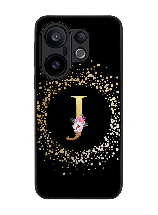 Stylizedd For vivo X200 FE / S30 Pro mini Case,Slim fit Camera Protection, Shockproof Thin Phone cover  - Custom Monogram Floral - J ( Black )