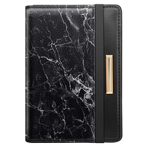 Coco Rossi Passport Holder Cover,Traveling Passport Case Cute Marble Passport Wallet for Women,Black Marble - Image 1