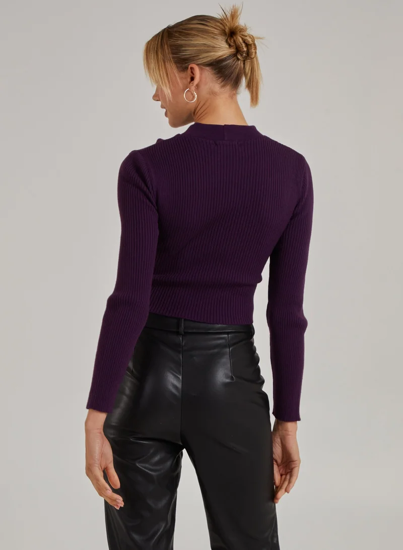 Pink Vanilla Choker Twist Front Knit Top