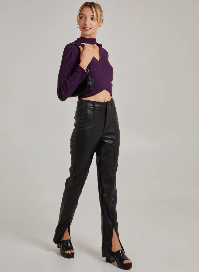Pink Vanilla Choker Twist Front Knit Top