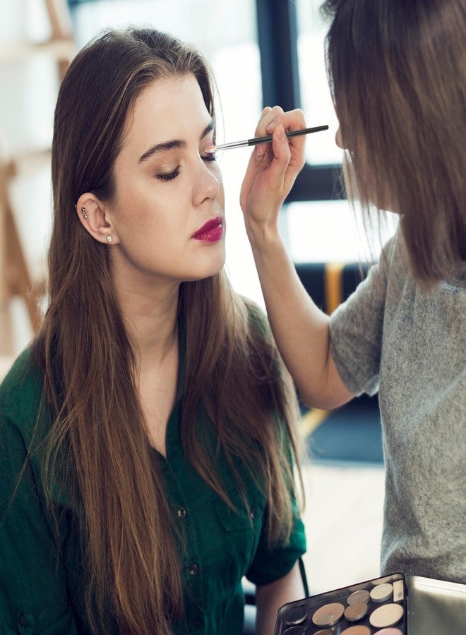 Jeffdad مجموعة فرش ظلال العيون جيفداد 20 قطعة مع إسفنجات تطبيق ظلال العيون، فرش احترافية قابلة لإعادة الاستخدام للنساء (عمود ذهبي وأسود) - Image 2