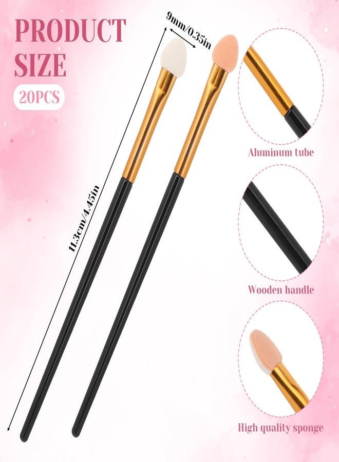 Jeffdad مجموعة فرش ظلال العيون جيفداد 20 قطعة مع إسفنجات تطبيق ظلال العيون، فرش احترافية قابلة لإعادة الاستخدام للنساء (عمود ذهبي وأسود) - Image 3