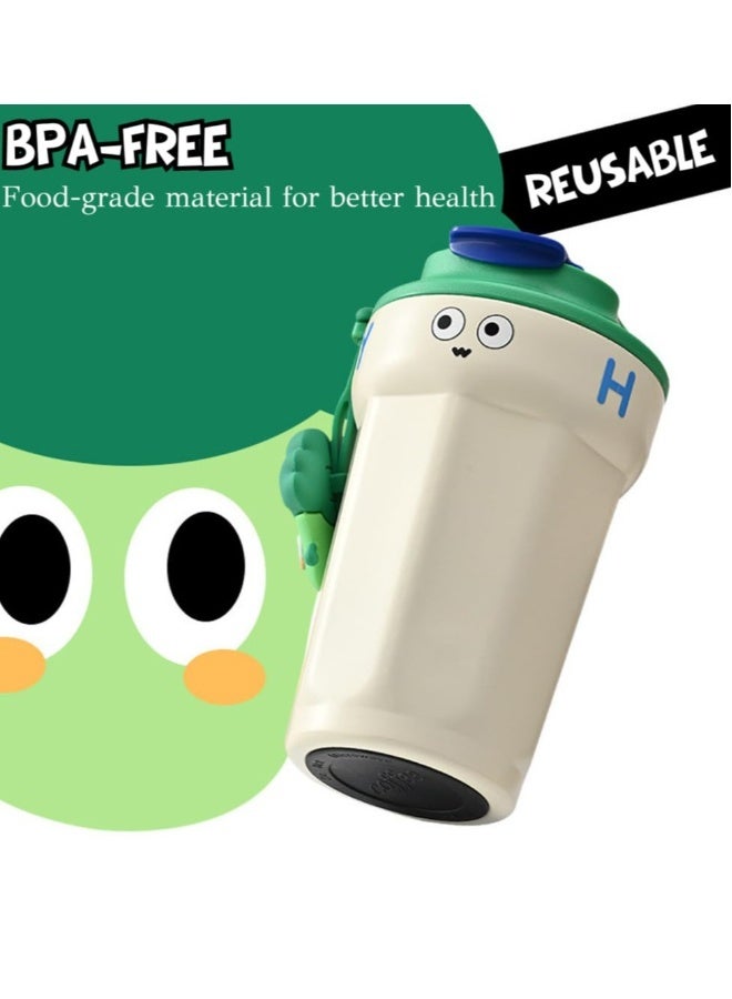 Stainless Steel Insulated Tumbler Thermos Bottles with Leak-Proof Flip Lid and Strap Suitable for Drinking Coffee Tea Water Milk (Beige15 oz) - Image 5