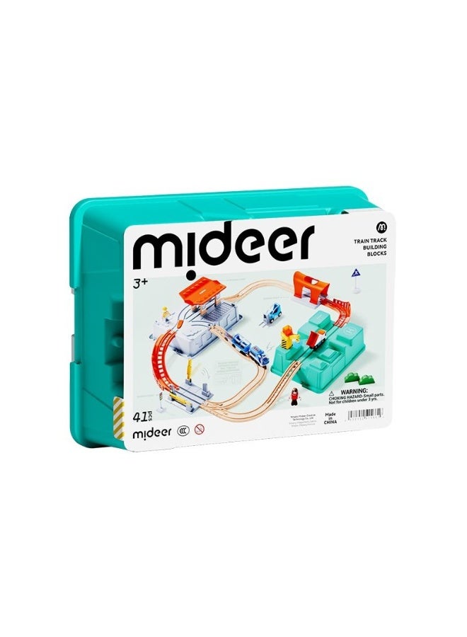 Mideer Train Track Building Blocks Playset 41 Pcs – Electric Locomotive Toy Train Set with City Buildings, Bridges & Magnetic Train Cars, Educational STEM Construction Toy for Kids Age 3+ - Image 2