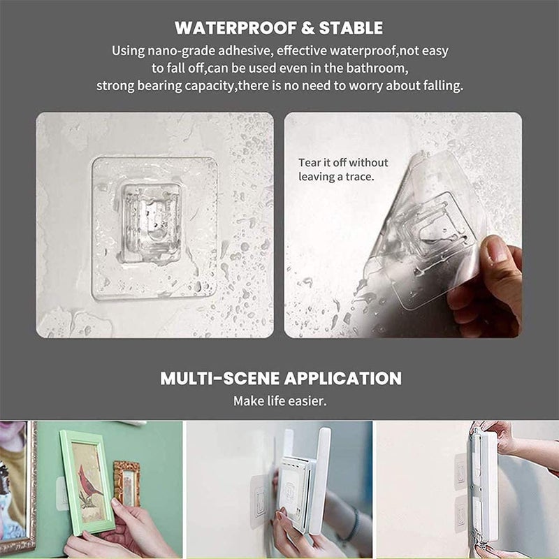 MeSwan MeSwan Adhesive Wall Hooks for Hanging Photo Frame Heavy Duty Multipurpose Bathroom Kitchen Office Wall Sticking NonTrace Screw Hook Double Sided Transparent Hook Pack of 10  - Image 2
