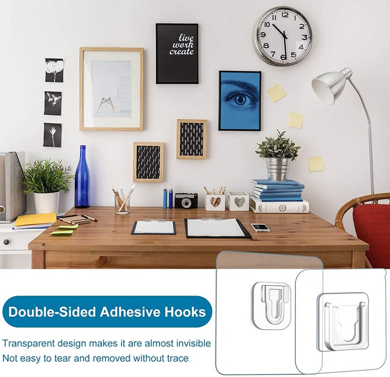 MeSwan MeSwan Adhesive Wall Hooks for Hanging Photo Frame Heavy Duty Multipurpose Bathroom Kitchen Office Wall Sticking NonTrace Screw Hook Double Sided Transparent Hook Pack of 10  - Image 4