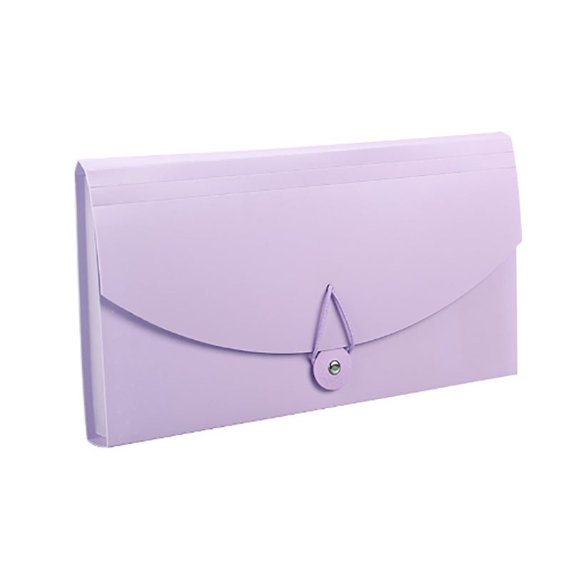 Expanding File Folder: 13 Pockets Purple Waterproof Plastic - Buckle Design Portable Document Folder for Business Invoice Organization - Image 4
