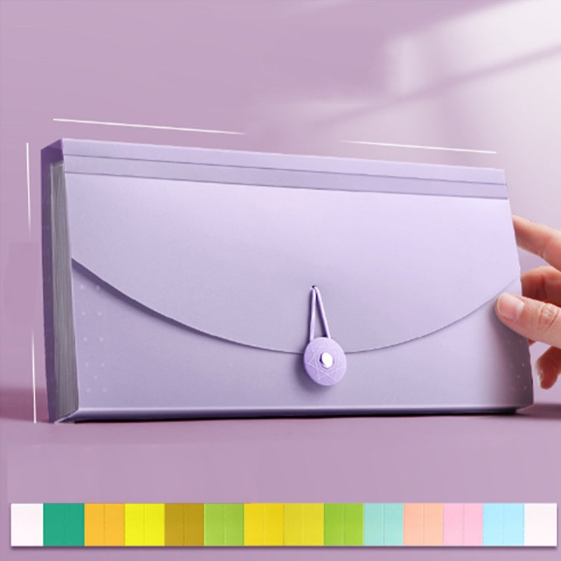 Expanding File Folder: 13 Pockets Purple Waterproof Plastic - Buckle Design Portable Document Folder for Business Invoice Organization - Image 5