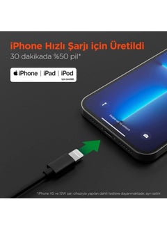 omars iPhone Type-C To Lightning Braided Fast Charging and Data Cable 1 Meter Black  - Image 2