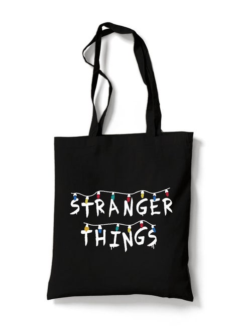 Reusable Eco-Friendly Black Cotton Canvas Tote Bag/ Shopping/ Shoulder Bag Stranger Things