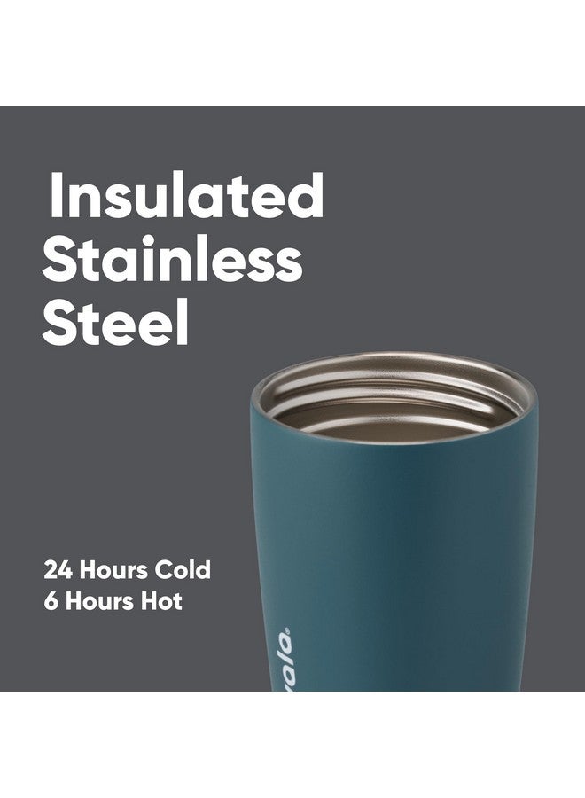 Owala Owala SmoothSip Slider Insulated Stainless Steel Coffee Tumbler, Reusable Iced Coffee Cup, Hot Coffee Travel Mug, BPA Free 12 oz, Grey/Blue (High Dive)  - Image 4