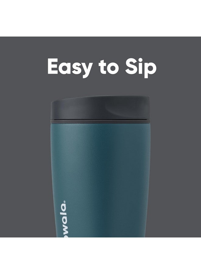 Owala Owala SmoothSip Slider Insulated Stainless Steel Coffee Tumbler, Reusable Iced Coffee Cup, Hot Coffee Travel Mug, BPA Free 12 oz, Grey/Blue (High Dive)  - Image 2