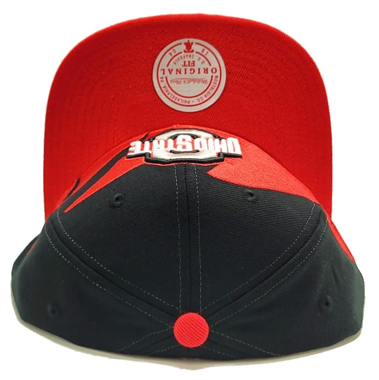 Mitchell Ness Mitchell & Ness Ohio State University Buckeyes New Retro Sharktooth Black Red Era Snapback Hat Cap - Image 5