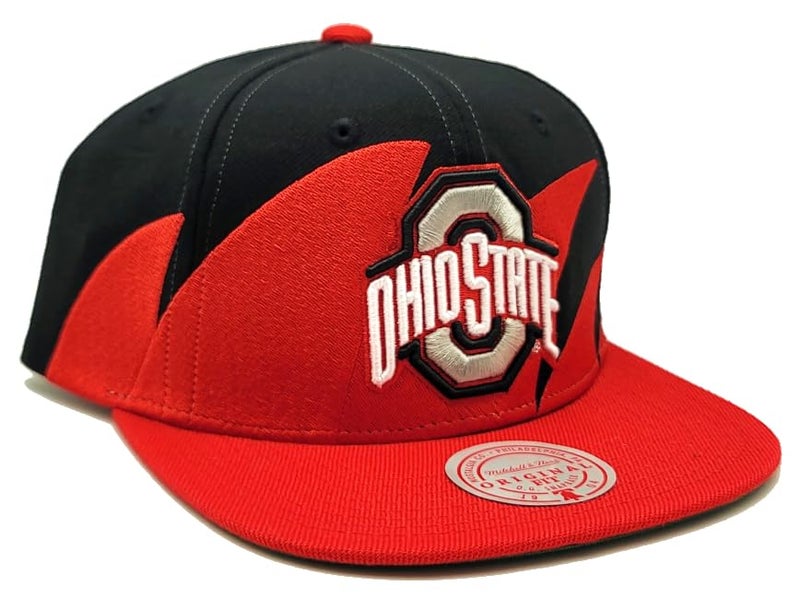 Mitchell Ness Mitchell & Ness Ohio State University Buckeyes New Retro Sharktooth Black Red Era Snapback Hat Cap - Image 2