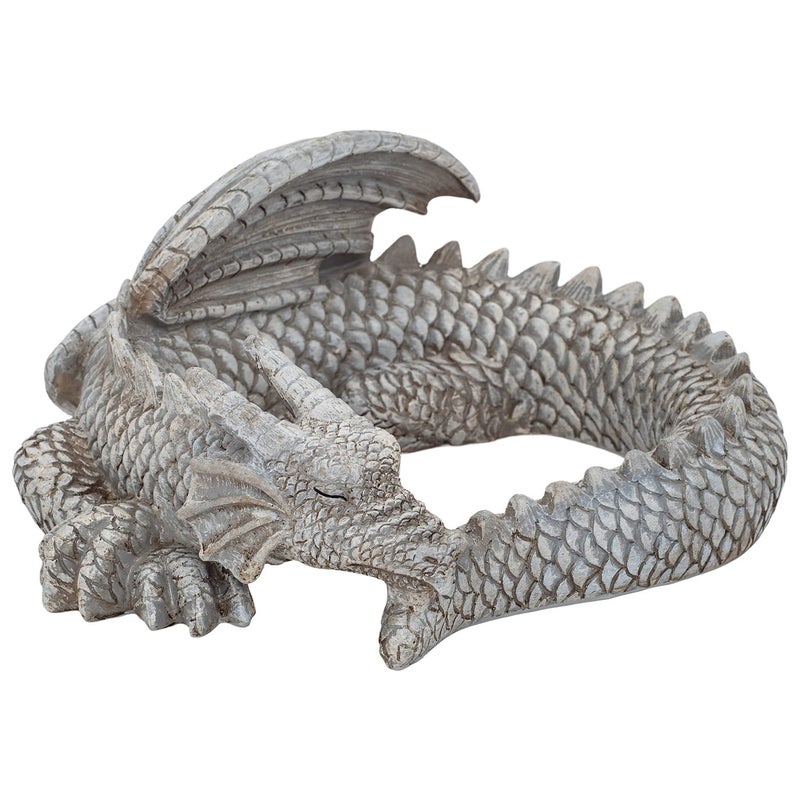 NAT Jules Small Sleeping Dragon Concrete Finish 10 inch Resin Garden Sculpture