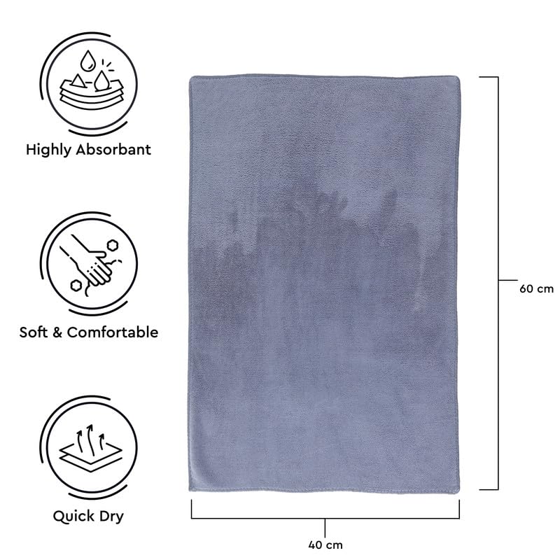 Encasa XO Encasa XO Microfiber Towels 60x40 cm for car and Kitchen Cleaning Perfect for Travel Beach Trips Backpacking Camping and Gym use Fast Drying 2Pack Grey  - Image 4
