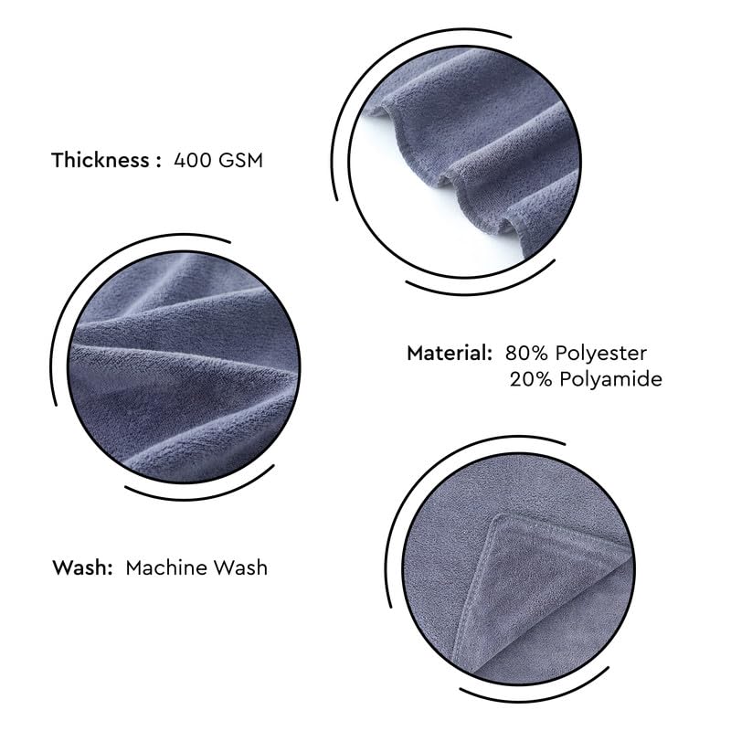 Encasa XO Encasa XO Microfiber Towels 60x40 cm for car and Kitchen Cleaning Perfect for Travel Beach Trips Backpacking Camping and Gym use Fast Drying 2Pack Grey  - Image 5