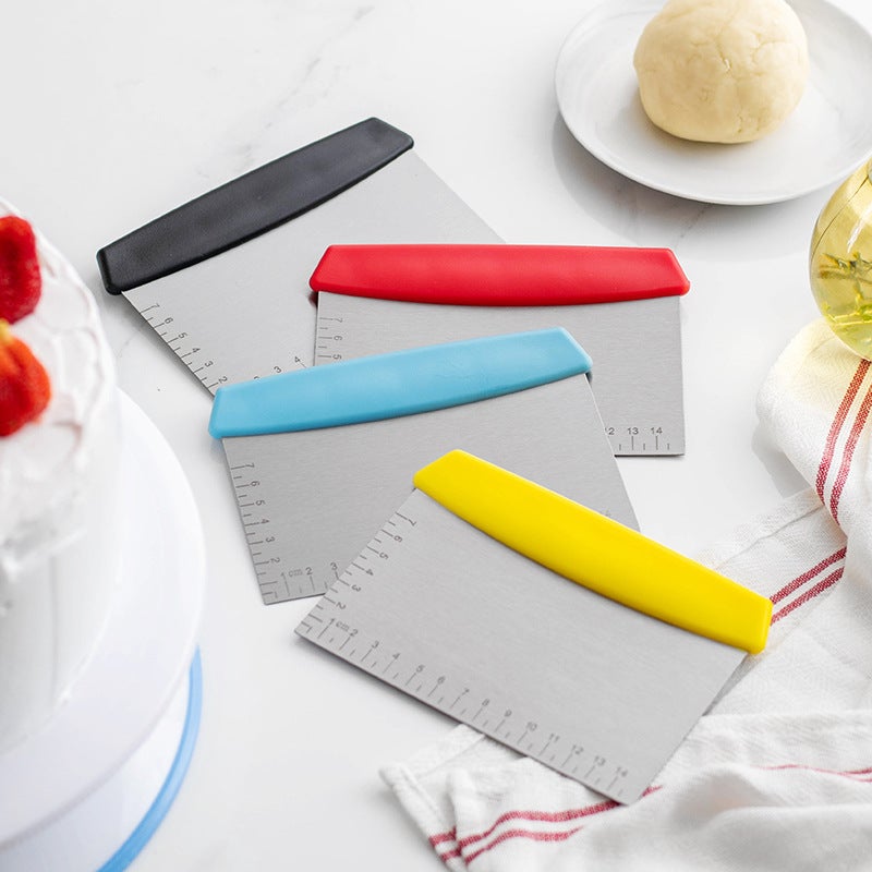 Household Stainless Steel Kitchen With Scale Noodle Cutter Dough Flour Cutter Baking Scraper Cream Scraper Flat Knife - Image 3