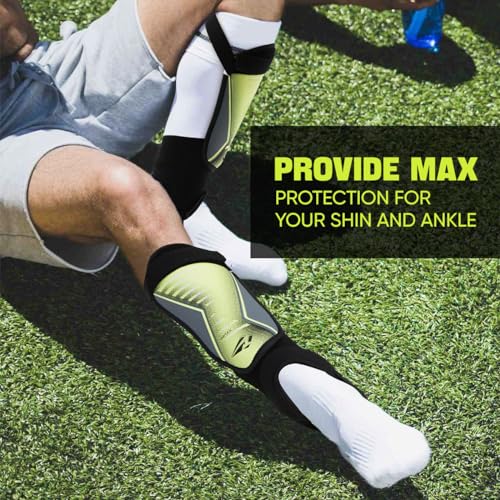 Rawxy Football Soccer Shin Guards with Exceptional Flexible Soft Light Weight - Great for Boys Girls Junior Youth(Neo Lemon,L) - Image 4