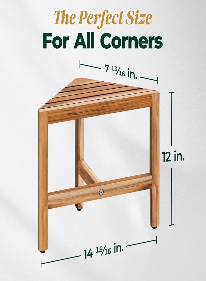 Bme Shower Foot Rest for Shaving Legs, Multifunction Teak Corner Shower Shelf, Easy Install Bathroom Corner Shelf with Anti-Rust Hardware & Adjustable Leveler, Space-Saving & Easy Maintenance - Image 4