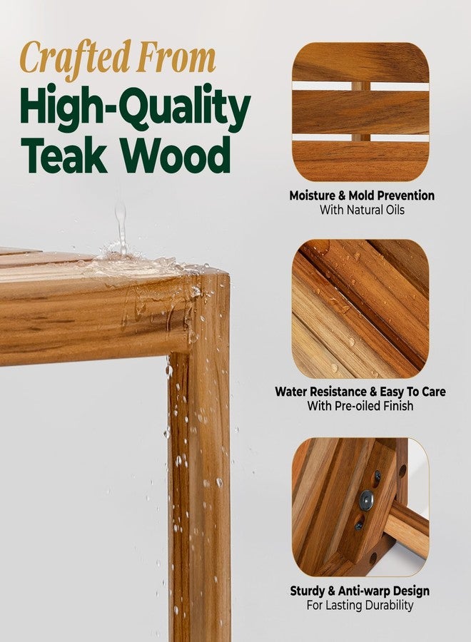 Bme Shower Foot Rest for Shaving Legs, Multifunction Teak Corner Shower Shelf, Easy Install Bathroom Corner Shelf with Anti-Rust Hardware & Adjustable Leveler, Space-Saving & Easy Maintenance - Image 2