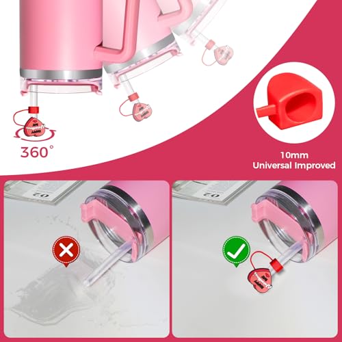 WLEAD 6PCS New Pink Straw Covers for Stanley Cups – Cute 10mm Reusable Silicone Toppers for 30oz/40oz Tumblers with Handle, Straw Tip Covers, Durable Accessories for Stanley Cup Drinkware - Image 4