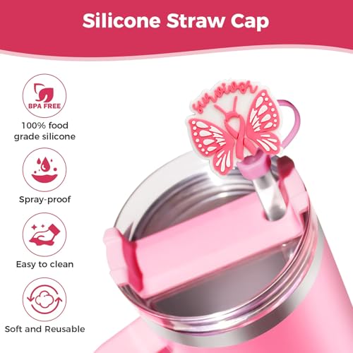 WLEAD 6PCS New Pink Straw Covers for Stanley Cups – Cute 10mm Reusable Silicone Toppers for 30oz/40oz Tumblers with Handle, Straw Tip Covers, Durable Accessories for Stanley Cup Drinkware - Image 3