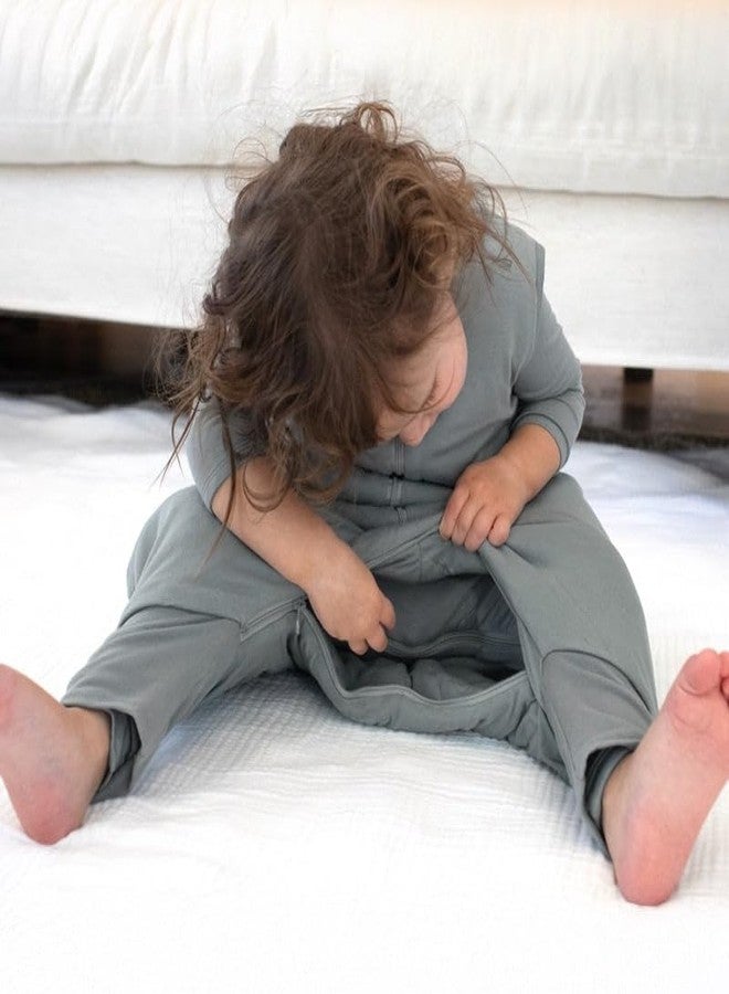 GUNAMUNA Footie Sleep Bag - Walkable Wearable Blanket with DIAPER-ZiP, Convertible Foot Cuffs, Anti-Slip Grips, 2.5 TOG, Sage, 12-18 Months - Image 3
