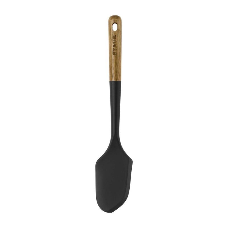 STAUB Silcone Spatula, Great for Mixing, Folding, Scraping, and Spreading, Durable BPA-Free Matte Black Silicone, Acacia Wood Handles, Safe for Nonstick Cooking Surfaces - Image 4