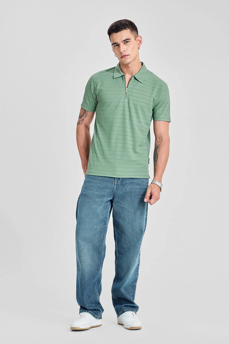 SNITCH Slim Fit Zipper Polo T-Shirt