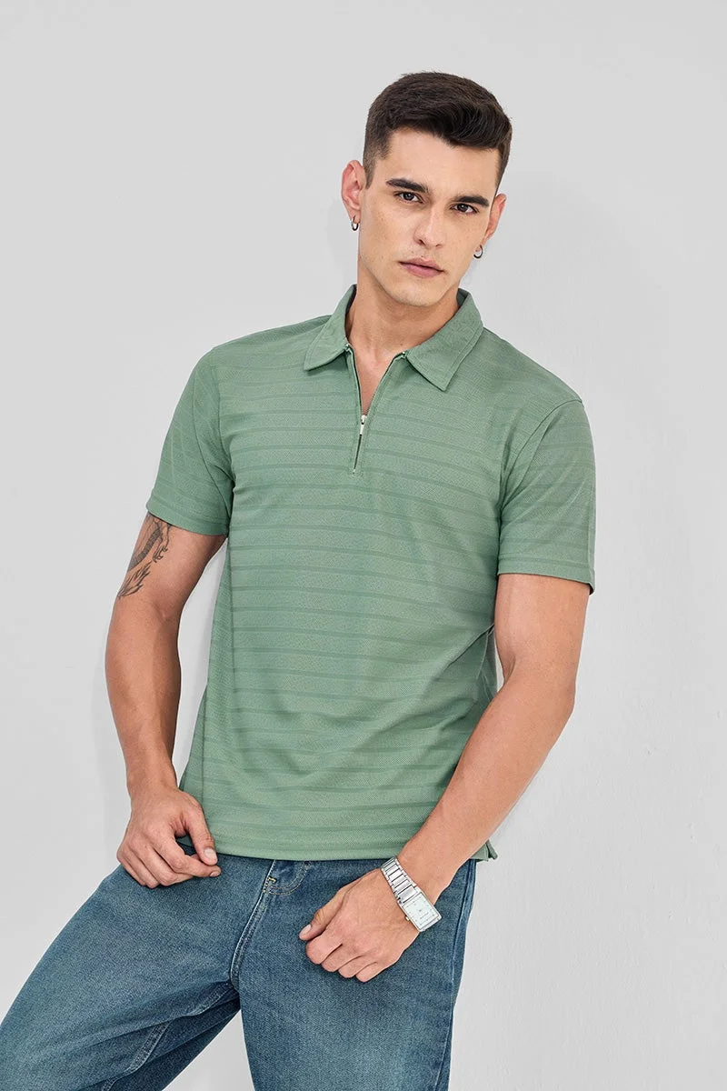 SNITCH Slim Fit Zipper Polo T-Shirt