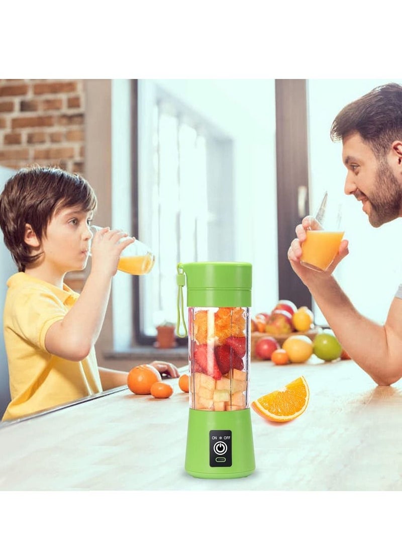 Generic - Portable Blender Cup,Electric USB Juicer Blender,Mini Blender Portable Blender For Shakes and Smoothies, Juice,380ml, Six Blades Great for Mixing,Green - Image 1