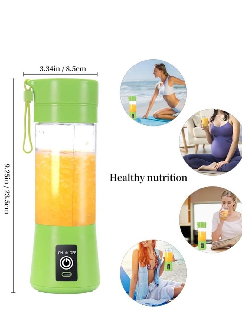 Generic - Portable Blender Cup,Electric USB Juicer Blender,Mini Blender Portable Blender For Shakes and Smoothies, Juice,380ml, Six Blades Great for Mixing,Green - Image 1