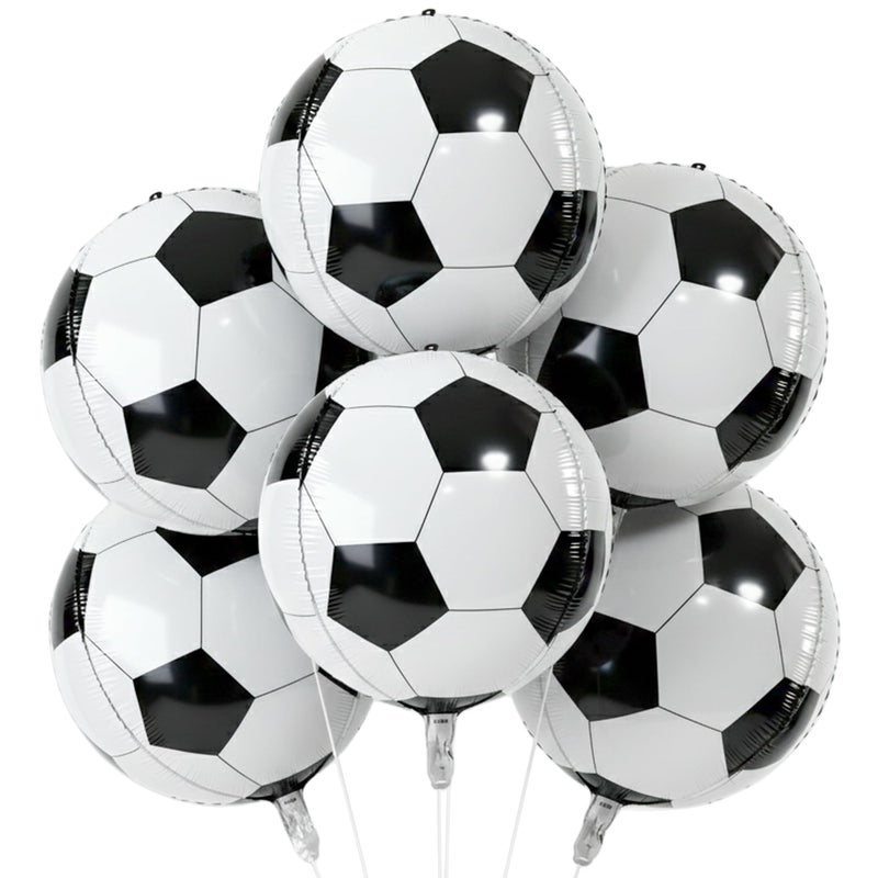 KHC-KHF SoccerBalloons 6PCS 22in Large Metallic Round Sphere Soccer Ball Football Balloons Birthday Game Day Sports Themed Party Decoration Activities Supply - Image 3