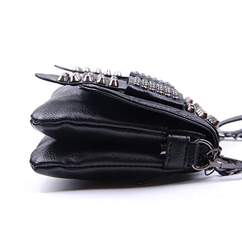 SUKUTU Womens Punk Skull Rivet Shoulder Bag PU Leather Goth Crossbody Bag with Chain Wallet Purse for Girls - Image 2