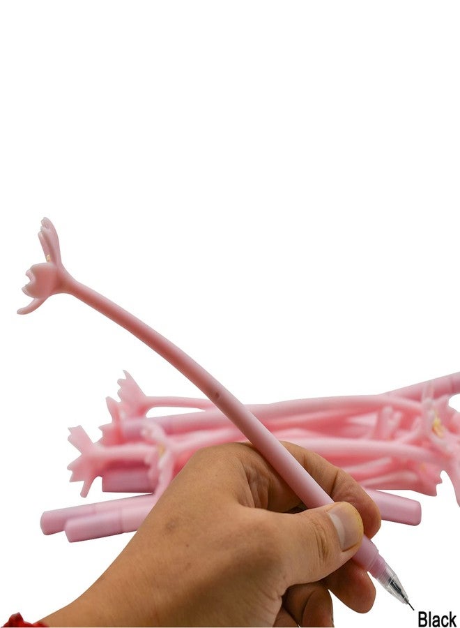 Maydahui 12PCS Cherry Blossom Gel Pen Romantic Flower Pen Soft Silicone Black Ink for School Women Students Party - Image 5