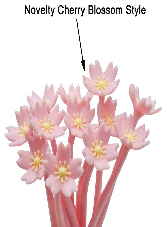 Maydahui 12PCS Cherry Blossom Gel Pen Romantic Flower Pen Soft Silicone Black Ink for School Women Students Party - Image 3