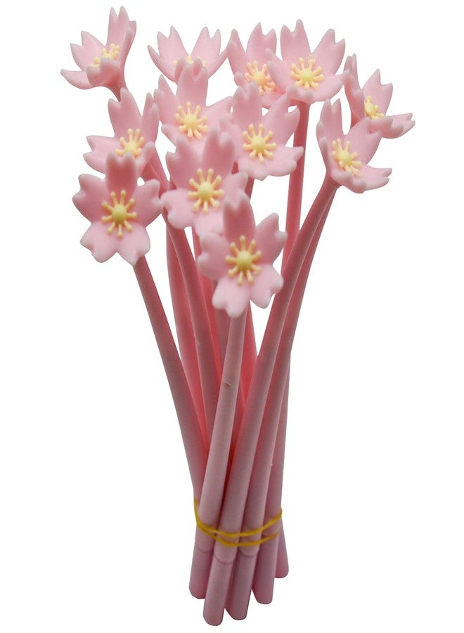 Maydahui 12PCS Cherry Blossom Gel Pen Romantic Flower Pen Soft Silicone Black Ink for School Women Students Party - Image 1