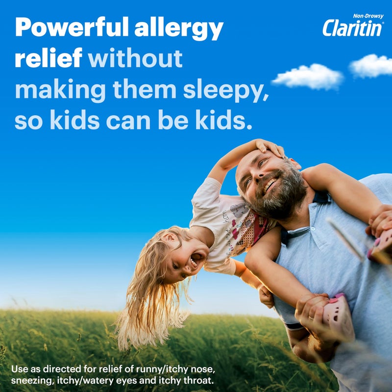 Claritin كلاريتين مضغ للأطفال، 24 ساعة تخفيف حساسية غير مسبب للنعاس بنكهتي العنب ولبان، 40 قرص مضاد للهستامين - Image 2
