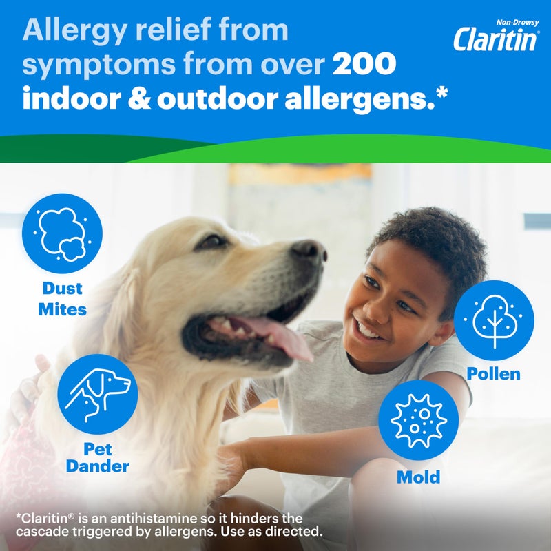 Claritin كلاريتين مضغ للأطفال، 24 ساعة تخفيف حساسية غير مسبب للنعاس بنكهتي العنب ولبان، 40 قرص مضاد للهستامين - Image 4