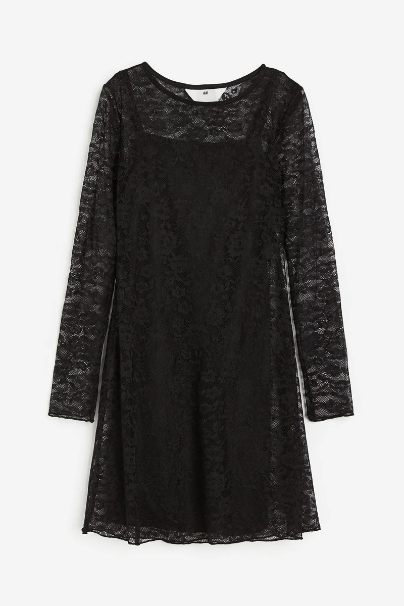 اتش اند ام فستان مزين بالدانتيل