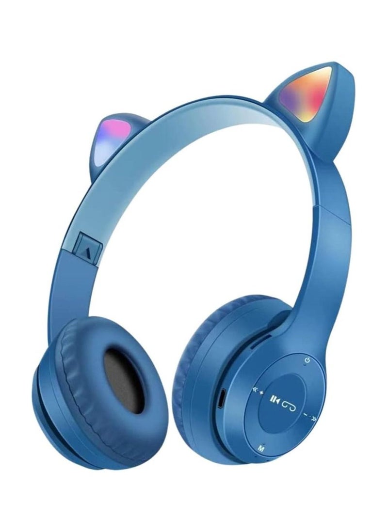 Wireless Gaming Headset, Bluetooth 5.0 Cat Ear Headphones, Kids Headphones,LED Light Up Bluetooth Over Ear Headphones for Kids and Adults Wearing(Dark Blue) - pzsku/ZB1DD437B1483B3F35E90Z/45/_/1689090210/24e97822-4106-457a-8b5a-e7ea4a893e0a