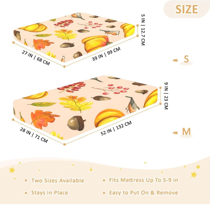 xigua Pumpkins Baby Crib Sheets, Super Soft Combed Cotton Fitted Sheets, Breathable Skin-Friendly Baby Sheets for Standard Crib and Toddler Mattress & Playard, 39x27x5 Inch - Image 4