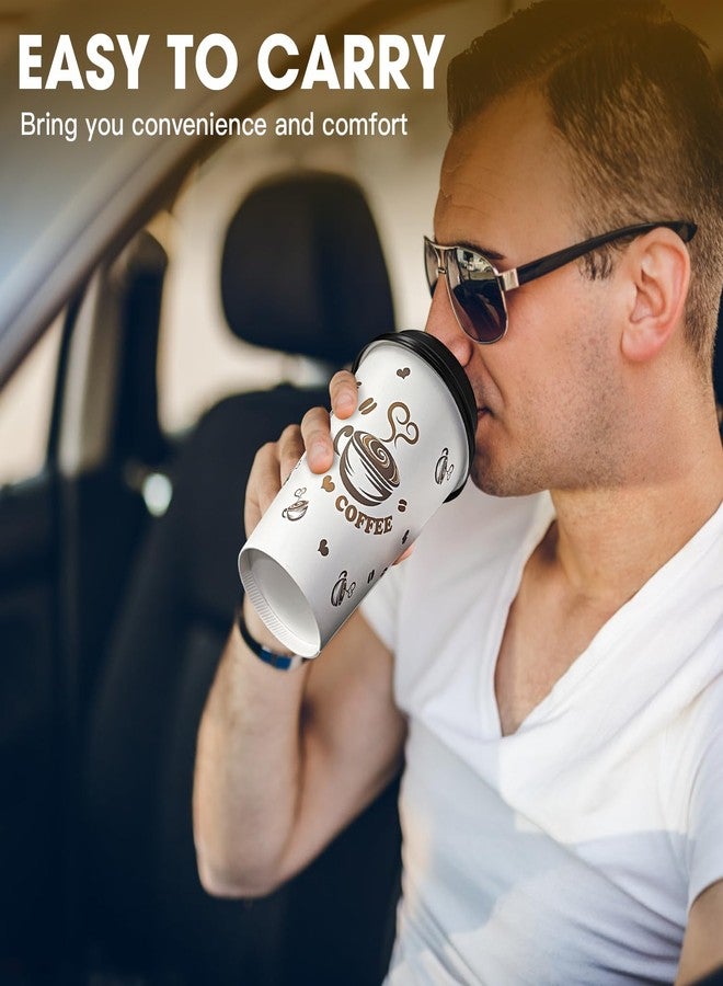 Ginkgo 100 Pack Disposable Paper Coffee Cups with Lids 16 oz, To Go Hot Cups for Hot CoCoa, Chocolate and Drinks - Image 4