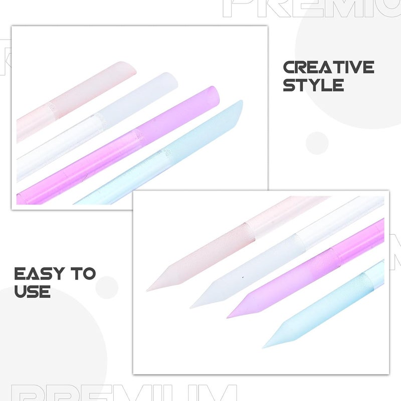 Healeved 4pcs Glass Cuticle Pusher - Glass Cuticle Stick Set - Double Sided Crystal Nail Files - Precision Manicure Pedicure Pusher Tool for Hand Nail Care - Image 1
