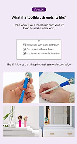 BTS [BTS Official Merchandise] Fans Gift - K-Pop Idols Goods - BTS Character Figure Toothbrush with Convenient Magnetic Holder (Suga) - Image 5
