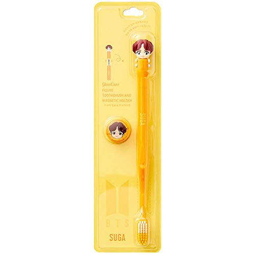 BTS [BTS Official Merchandise] Fans Gift - K-Pop Idols Goods - BTS Character Figure Toothbrush with Convenient Magnetic Holder (Suga) - Image 1