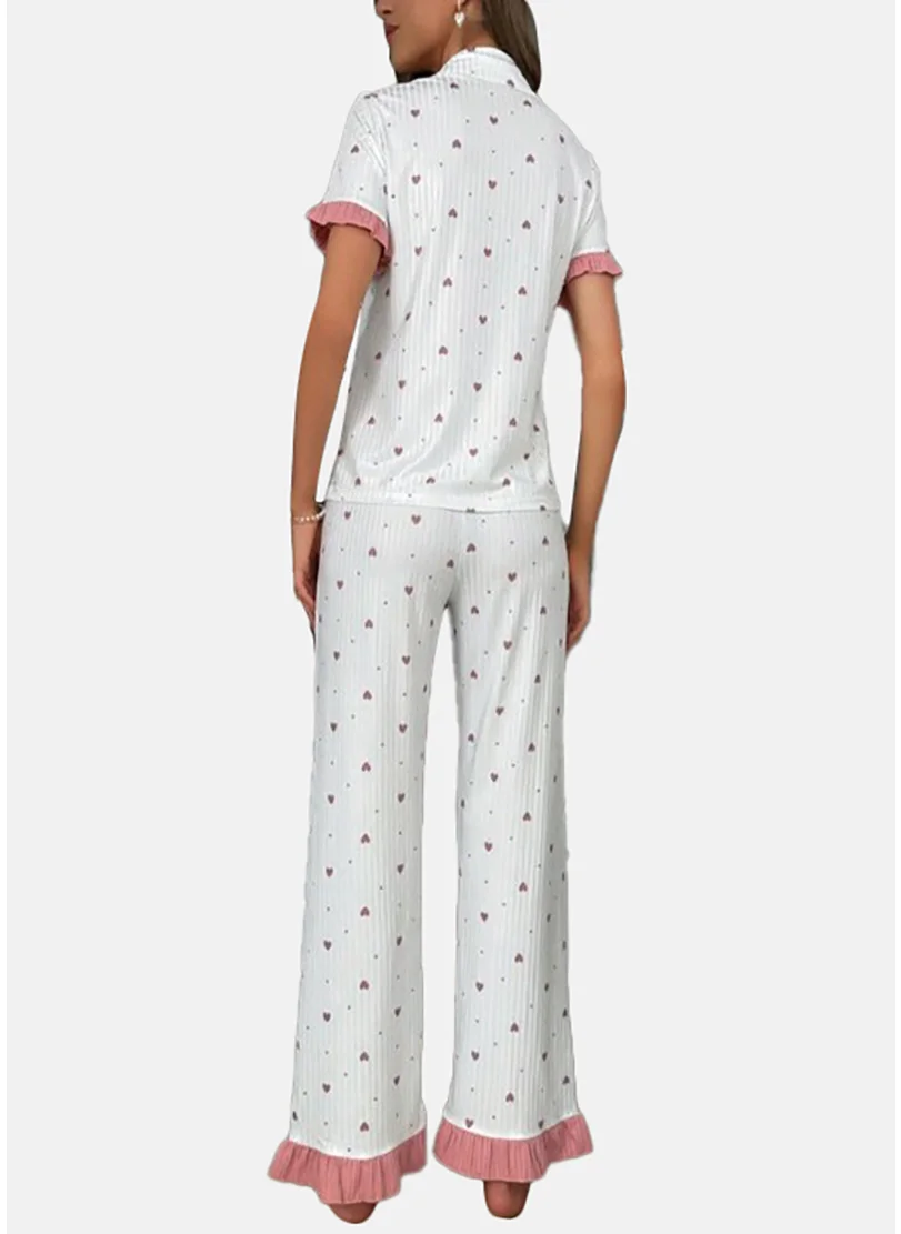يونيكي White Printed Pyjamas & Top