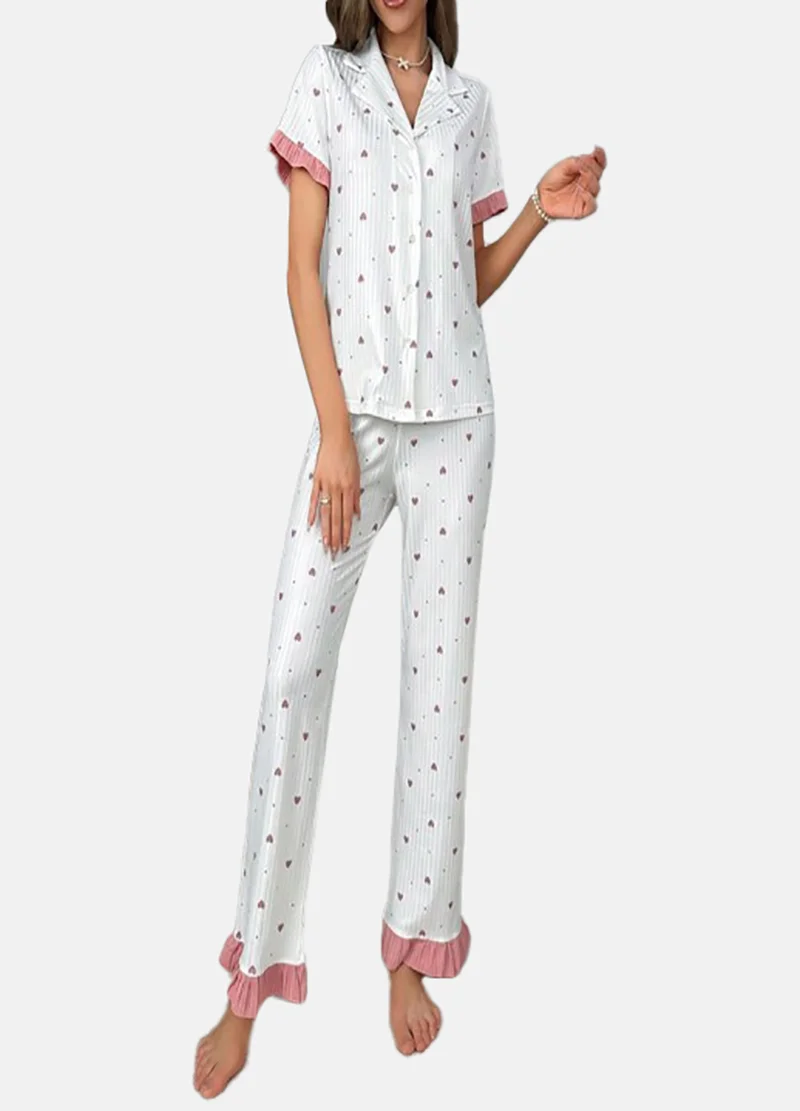 يونيكي White Printed Pyjamas & Top